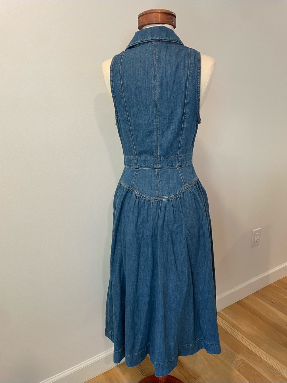 Reformation Sleeveless Denim Midi Dress in Blue - Picture 3 of 5